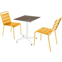 Stuhl Gartentisch in Mokka-Farbe und 2 gelben Stühlen - Gelb von OVIALA