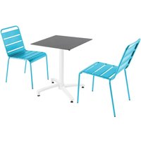 Stuhl Gartentisch mit Schieferlaminat und 2 blauen Stühlen - Blau von OVIALA