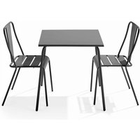 Stuhl Gartentisch quadratisch und 2 Bistrostühle in Grau - Kohlengrau von OVIALA
