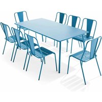 Stuhl Gartentisch und 8 Bistrostühle aus blauem Pazifikstahl - Blaue Pazifik von OVIALA