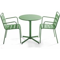 Oviala - Table de jardin ronde pliante en métal et 2 fauteuils Cactus vert - Grüner Kaktus von OVIALA