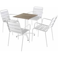 Oviala - Tisch 60x60 cm kippbar Marmor beige und 4 Stühle aus weißem Metall. Oviala - Tisch 60x60 cm kippbar Marmor beige und 4 Stühle aus weißem Metall. von OVIALA