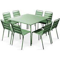 Quadratischer Gartentisch aus Metall mit 8 Stühlen Grüner Kaktus - Grüner Kaktus von OVIALA