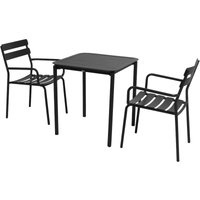 Quadratischer Terrassentisch (70 x 70 cm) und 2 schwarze Sessel - Schwarz von OVIALA