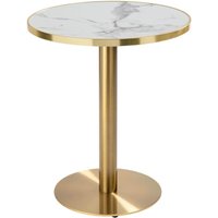 Runder Esstisch 60 cm, weiß/goldene Marmorplatte und goldene Beine Runder Esstisch 60 cm, weiß/goldene Marmorplatte und goldene Beine von OVIALA