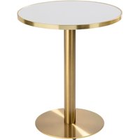 Runder Esstisch 60 cm, weiß/goldene Platte und goldene Beine von OVIALA