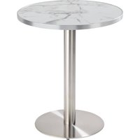 Runder Esstisch 60 cm, weiße/silberne Marmorplatte und silberne Beine Runder Esstisch 60 cm, weiße/silberne Marmorplatte und silberne Beine von OVIALA