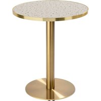 Runder Esstisch 60 cm Terrazzo/Goldplatte und Goldfuß von OVIALA