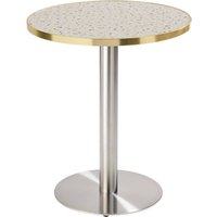 Runder Esstisch 60 cm Terrazzoplatte/vergoldet und silberner Fuß Runder Esstisch 60 cm Terrazzoplatte/vergoldet und silberner Fuß von OVIALA