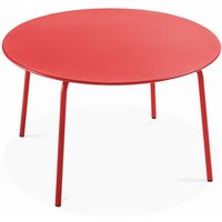 Oviala - Runder Gartentisch aus Metall Rot - Palavas Oviala - Runder Gartentisch aus Metall Rot - Palavas von OVIALA