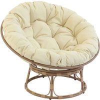Sessel aus Stahl und synthetischem Rattan mit weißem Kissen von OVIALA