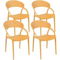 Set aus 4 gelben Terrassenstühlen aus Kunststoff von OVIALA