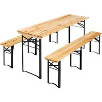 Oviala - Set aus Biertisch und 2 Klappbänken aus Holz in 180 cm Braun von OVIALA