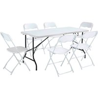 Set aus Klapptisch und Stühlen für den Außenbereich in 152 cm Weiß - Weiss von OVIALA