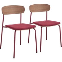 Set mit 2 stapelbaren Stühlen aus burgunderrotem Holz Set mit 2 stapelbaren Stühlen aus burgunderrotem Holz von OVIALA