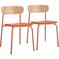 Set mit 2 stapelbaren Stühlen aus orangefarbenem Holz Set mit 2 stapelbaren Stühlen aus orangefarbenem Holz von OVIALA
