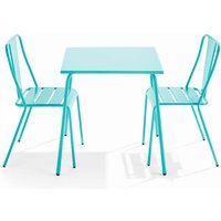 Stuhl Gartentisch quadratisch und 2 Bistrostühle in Türkis - Blaugrün von OVIALA