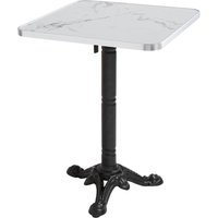 Tisch 60 cm neigbar Marmorplatte weiß/silber und schwarzer Fuß von OVIALA