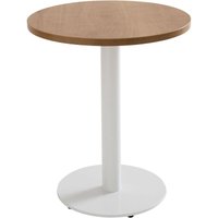 Tisch rund 60 cm weißes Bein und helles Holzverkleidung Tisch rund 60 cm weißes Bein und helles Holzverkleidung von OVIALA