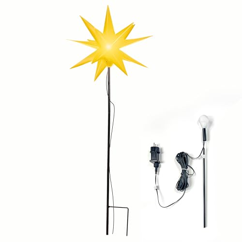 Leuchtstern 3D mit Erdspieß und LED Beleuchtung| gelb | |Ø 57 cm| 3D Stern mit 18 Spitzen | wetterfest | Garten Deko, Wohnzimmer, Weihnachtsdeko | Weihnachtsstern | mit Timer Leuchtstern 3D mit Erdspieß und LED Beleuchtung| gelb | |Ø 57 cm| 3D Stern mit 18 Spitzen | wetterfest | Garten Deko, Wohnzimmer, Weihnachtsdeko | Weihnachtsstern | mit Timer von OVILUM