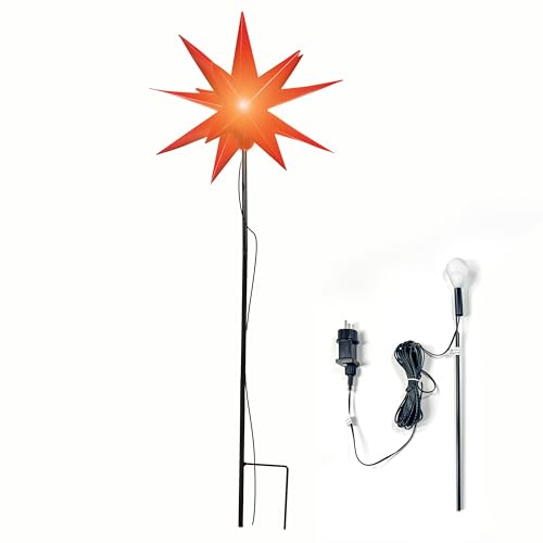 OVILUM Leuchtstern 3D mit Erdspieß und LED Beleuchtung| rot | |Ø 57 cm| 3D Stern mit 18 Spitzen | wetterfest | Garten Deko, Wohnzimmer, Weihnachtsdeko | Weihnachtsstern | mit Timer OVILUM Leuchtstern 3D mit Erdspieß und LED Beleuchtung| rot | |Ø 57 cm| 3D Stern mit 18 Spitzen | wetterfest | Garten Deko, Wohnzimmer, Weihnachtsdeko | Weihnachtsstern | mit Timer von OVILUM