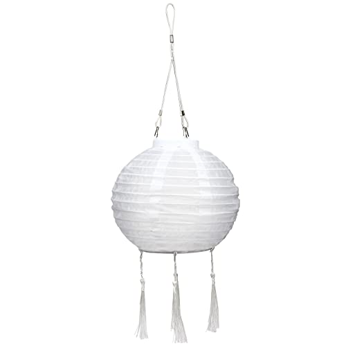 ovitec Solar Lampion Boho Style weiß | Party Deko | Vintage Style | Lampions außen wetterfest | Lichterkette für Garten oder Balkon Deko | Ø ca. 20 cm | Wetterfest mit LED warmweiß von OVITEC