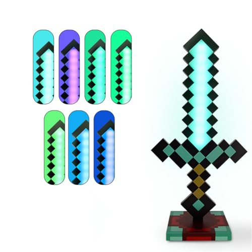OVLENG Diamant-Schwert Lampe Carft - Nachtlicht Lampe für Gaming-Schreibtisch oder Nachttisch, 7 einstellbare Farbmodi, USB-C Betrieben von OVLENG