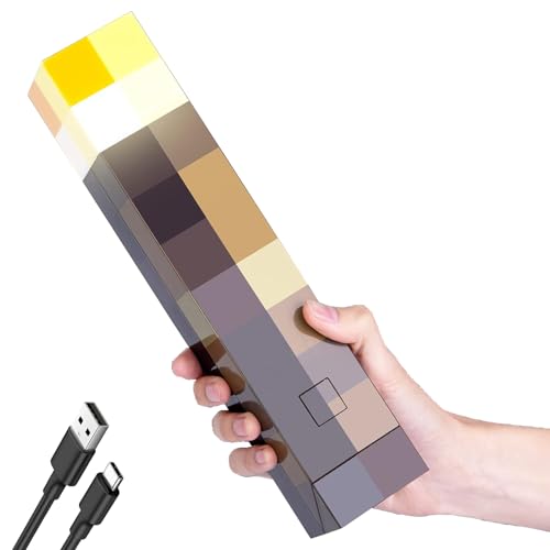 OVLENG MCARS Fackel Licht - 28cm Craft Fackel Nachtlicht, Wall Fackel Nachtlicht USB-C wiederaufladbar für Nachttischlampe,Geschenk für Gamer, Gelb von OVLENG