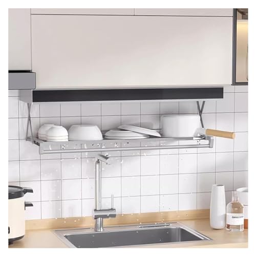 OVLIIYWZY Gewürzregal, Küchen-Stretch-Gewürzschrank, zusammenklappbares Pull-Down-Regal, Schrank-Organizer, einziehbares Lagerregal, schwebendes Regal aus Kohlenstoffstah von OVLIIYWZY