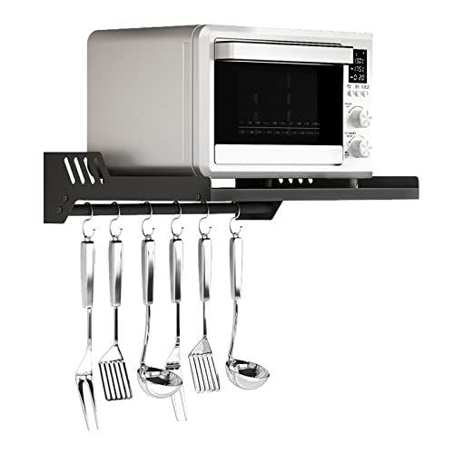 OVLIIYWZY Mikrowellen-Aufbewahrungsregal, Elektroofenhalter, Mikrowellenherd-Rack, Küchenregal, Schwarze Aufbewahrungsregale, Wandregal, Küchenorganizer, Luftfahrt-Karbon von OVLIIYWZY