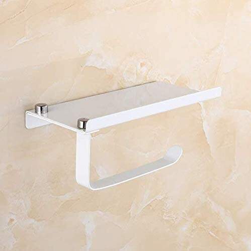 OVLIIYWZY Toilettenpapierhalter-Aufbewahrung, Toilettenpapierrollenhalter aus Edelstahl, an der Wand befestigter Badezimmer-Papierrollenhalter mit Telefonhalter, Regalstä OVLIIYWZY Toilettenpapierhalter-Aufbewahrung, Toilettenpapierrollenhalter aus Edelstahl, an der Wand befestigter Badezimmer-Papierrollenhalter mit Telefonhalter, Regalstä von OVLIIYWZY