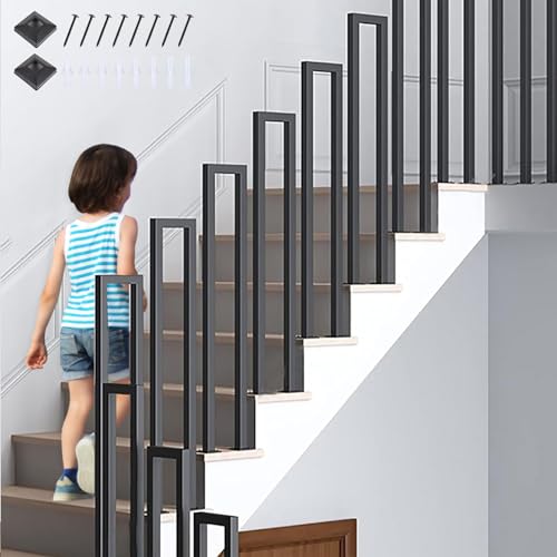 OVLRIJP Treppengeländer Innen Schwarz, U-förmiger Treppengeländer, Geländer Treppe Innen, Handlauf Schwarz aus Metall, Geländer U Form für Dachboden, Veranda, Außen, 85cm von OVLRIJP