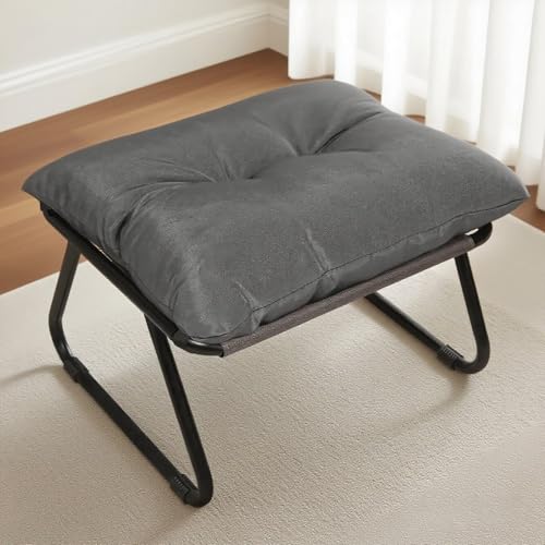 OVLRIJP Fußhocker Fusshocker Gepolstert für Sessel, Sitzhocker mit Metallbeinen, Multi-Use Fußbank Fußablage für Wohnzimmer Schlafzimmer Eingang Flure (Grau) von OVLRIJP