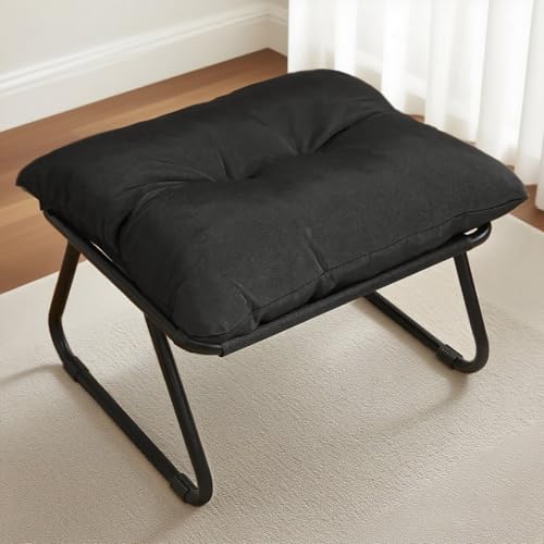 OVLRIJP Fußhocker Fusshocker Gepolstert für Sessel, Sitzhocker mit Metallbeinen, Multi-Use Fußbank Fußablage für Wohnzimmer Schlafzimmer Eingang Flure (Schwarz) von OVLRIJP