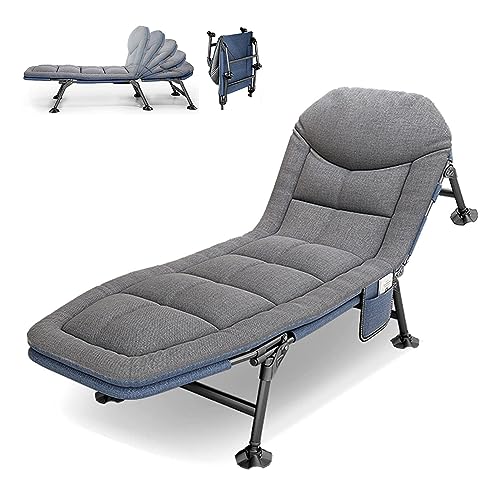 OVLRIJP Liegestuhl Klappbar Sonnenliege Gartenliege, Feldbett Klappbar Campingbett mit mit 6 Rutschfesten Füßen, Campingliege Faltbar für Garten, Camping, Reisen, 190x67x38cm (Grau) von OVLRIJP