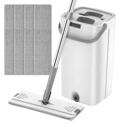 OVNSHVN Bodenreinigungssystem mit Waschbaren Mikrofaserpads, Freihandwäsche-Flachmopp-Set für Hartholz-Flachwischmopp OVNSHVN Bodenreinigungssystem mit Waschbaren Mikrofaserpads, Freihandwäsche-Flachmopp-Set für Hartholz-Flachwischmopp von OVNSHVN