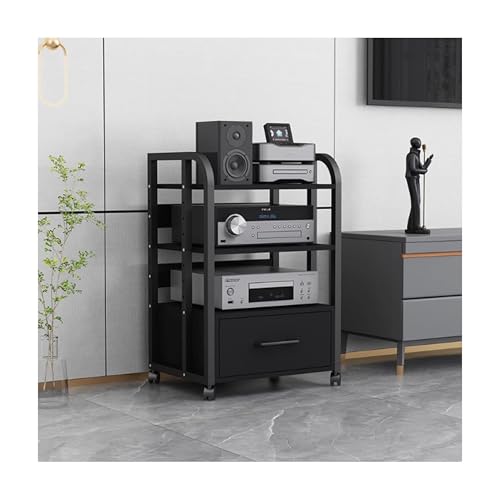 AV-Medienschrankständer, Hifi rack Großer Stereo-Racks, Audio-Video-Regal, Medienkonsole, Stereo-Schrank mit Aufbewahrungsschublade für Büro, Schlafzimmer, Wohnzimmer, Aufnahmeraum(Nero,50x40x79cm) AV-Medienschrankständer, Hifi rack Großer Stereo-Racks, Audio-Video-Regal, Medienkonsole, Stereo-Schrank mit Aufbewahrungsschublade für Büro, Schlafzimmer, Wohnzimmer, Aufnahmeraum(Nero,50x40x79cm) von OVOGGPAN