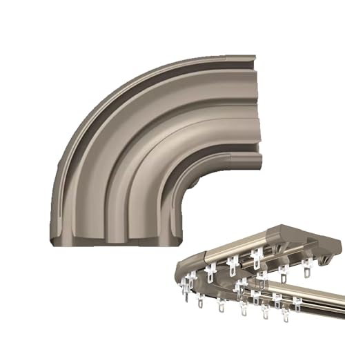 Doppelte Vorhangschiene aus Aluminium – Deckenmontierte, geräuscharme Doppelschiene für transparente und verdunkelnde Vorhänge, gerades/L-/U-förmiges Raumteilersystem(Giallo,L-shaped) von OVOGGPAN