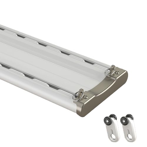 Hochleistungs-Doppelvorhangschienensystem aus Aluminium mit geräuscharmen Gleitrollen für Verdunkelungsvorhänge, Gardinen, Raumteiler, Hotels und Büros(Wit,3.9m/12.8ft) von OVOGGPAN