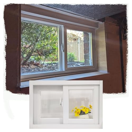 Leichtgängiges Aluminium-Schiebefenster – Abschließbares Schiebefenster mit gehärtetem Glas – Unterputz-Lüftungsfenster für Keller, Badezimmer, Wohnmobil, Garage(Wit,20x30in/50x75cm) von OVOGGPAN