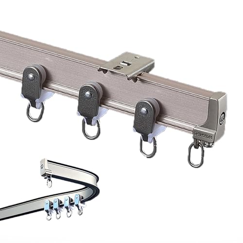 Leise gleitende Aluminium-Vorhangschiene, robuste Deckenmontageschiene, sanfte Biegung für Wohnzimmer-Trennwand, Krankenhaus-Schlafzimmer-Glasschiebetür(Pink,2.7m/8.6ft) von OVOGGPAN
