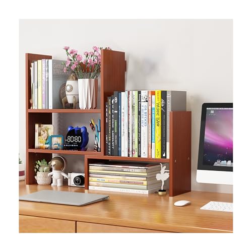 OVOGGPAN Erweiterbarer Schreibtisch-Bücherregal-Organizer – Verstellbarer mehrstufiger Schreibtischaufsatz für das Homeoffice, das Wohnheim oder den Arbeitstisch(Brown,15CM/5.9in) von OVOGGPAN