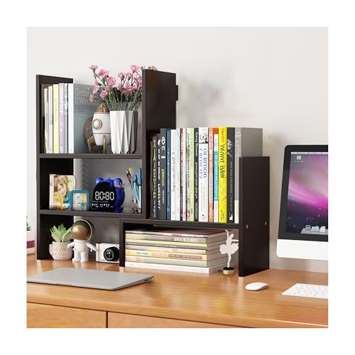 OVOGGPAN Erweiterbarer Schreibtisch-Bücherregal-Organizer – Verstellbarer mehrstufiger Schreibtischaufsatz für das Homeoffice, das Wohnheim oder den Arbeitstisch(Nero,20CM/7.9in) von OVOGGPAN
