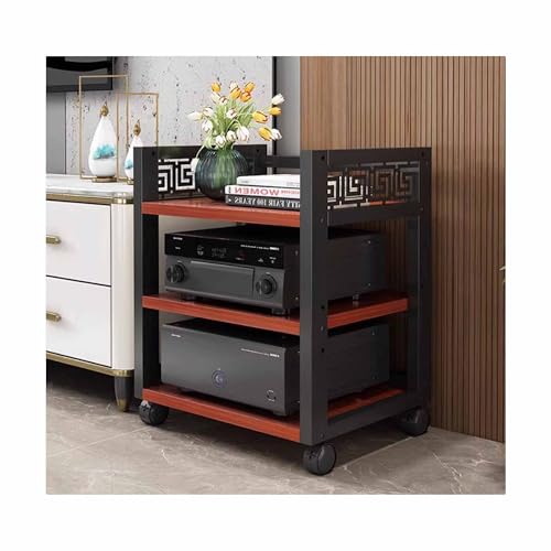 OVOGGPAN HiFi Rack AV-Medienschrankständer, Audio-Video-Regal, beweglicher Stereo-Ständer, Audio-Video-Komponentenschrank für Zuhause/Büro/DJ/Theater(Red Walnut,50x40x68cm) von OVOGGPAN