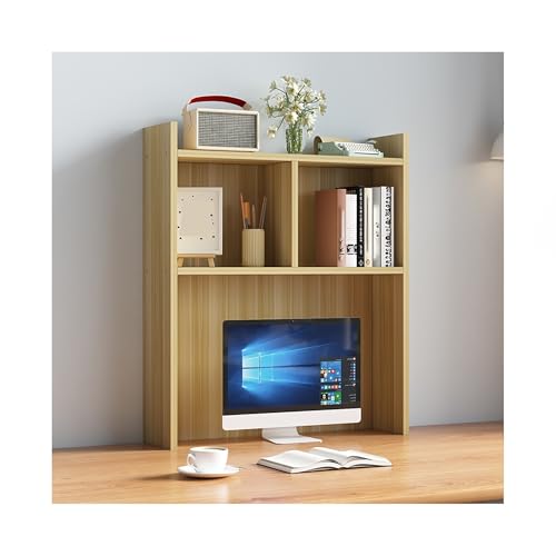 OVOGGPAN Mehrstufiger Schreibtisch-Bücherregal-Organizer – Schreibtischaufsatz aus Holz mit Seitenfächern, modernes Lagerregal für Büro, Zuhause oder Wohnheim(Giallo,60CM/23.6in) von OVOGGPAN