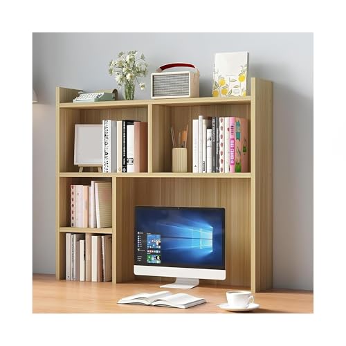 OVOGGPAN Mehrstufiger Schreibtisch-Bücherregal-Organizer – Schreibtischaufsatz aus Holz mit Seitenfächern, modernes Lagerregal für Büro, Zuhause oder Wohnheim(Giallo,80CM/31.5in) von OVOGGPAN