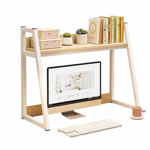 OVOGGPAN Mehrstufiger Schreibtischaufsatz für Studentenwohnheime, Monitorständer mit Aufbewahrung, Desktop-Bücherregal-Organizer, für Zuhause und den kleinen Schreibtisch(Walnut Color,55x32x65cm) von OVOGGPAN