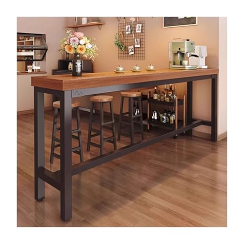 OVOGGPAN Schmaler Bartisch aus Massivholz, hoher Esstisch mit verstärktem Rahmen, Küchentisch in Thekenhöhe für Frühstück, Balkon oder Café(140x50cm/55.1x19.7in) von OVOGGPAN