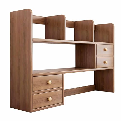 OVOGGPAN Schreibtisch-Bücherregal-Organizer – Mehrstufiger Schreibtischaufsatz fürs Studentenwohnheim – für das Homeoffice, das Studentenwohnheim oder das Arbeitszimmer(Brown,113x17x80cm) von OVOGGPAN
