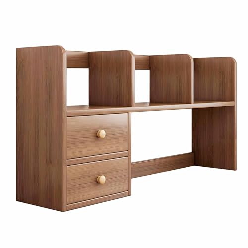 OVOGGPAN Schreibtisch-Bücherregal-Organizer – Mehrstufiger Schreibtischaufsatz fürs Studentenwohnheim – für das Homeoffice, das Studentenwohnheim oder das Arbeitszimmer(Brown,80x17x48cm) von OVOGGPAN